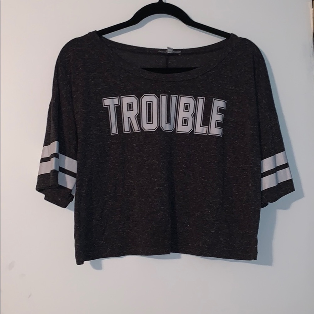 Grey “trouble” Charolette Russe Crop Top